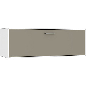 Einzelbox, hängend, 1 Barfachklappe, Breite 1155 mm, reinweiß / beigegrau.