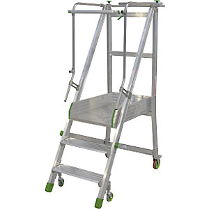 Mobile Alu-Podesttreppe, klappbar, mit gerieften Aluminiumstufen, 3 Stufen inkl. Plattform.