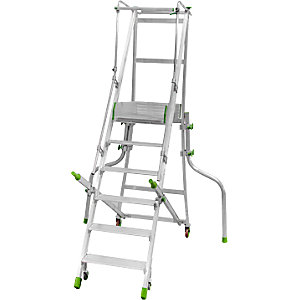 Mobile Alu-Podesttreppe, klappbar, mit gerieften Aluminiumstufen, 6 Stufen inkl. Plattform.