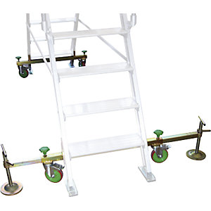 Fahrsatz für Alu-Leiternüberstieg, für Plattformgröße 1200 x 530 mm, 1 Paar, 3 - 4 Stufen.