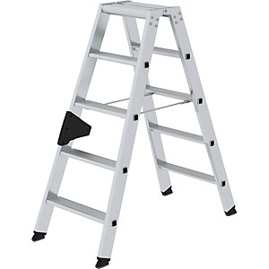 Stufen-Stehleiter, beidseitig, Komfort-Ausführung mit ergo-pad®, 2 x 5 Stufen.