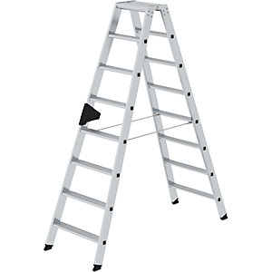 Stufen-Stehleiter, beidseitig, Komfort-Ausführung mit ergo-pad®, 2 x 8 Stufen.