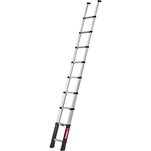 Teleskop-Anlegeleiter PRIME LINE, Standardausführung, 80 mm Stufentiefe, 9 Stufen.