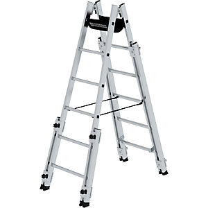 Alu-Sprossen-Stehleiter, treppengängig, 2 x 6 Sprossen.