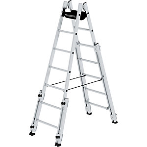 Alu-Sprossen-Stehleiter, treppengängig, 2 x 7 Sprossen.