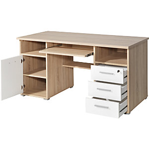 Computerschreibtisch 0484, HxBxT 750 x 1450 x 700 mm, Eiche-Dekor/weiß.