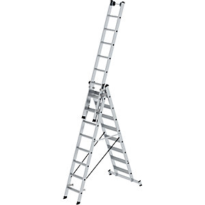 Stufen-Mehrzweckleiter, 3-teilig, mit Traverse, 3 x 8 Stufen.