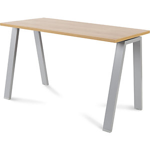 Schreibtisch BLANCA, Höhe 740 mm, Gestell A-Form, BxT 1200 x 600 mm, Eiche-Dekor / grau.