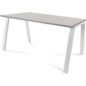 Schreibtisch BLANCA, Höhe 740 mm, Gestell A-Form, BxT 1400 x 800 mm, grau / weiß.