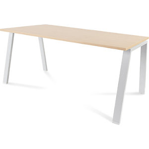 Schreibtisch BLANCA, Höhe 740 mm, Gestell A-Form, BxT 1600 x 800 mm, Buche-Dekor / weiß.