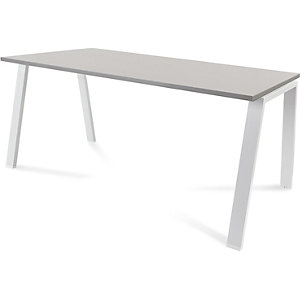 Schreibtisch BLANCA, Höhe 740 mm, Gestell A-Form, BxT 1600 x 800 mm, grau / weiß.