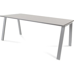 Schreibtisch BLANCA, Höhe 740 mm, Gestell A-Form, BxT 1800 x 800 mm, grau / grau.