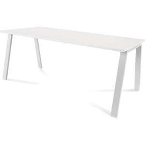 Schreibtisch BLANCA, Höhe 740 mm, Gestell A-Form, BxT 1800 x 800 mm, weiß / weiß.