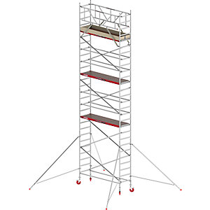 Fahrgerüst RS TOWER 41 schmal, Holzplattform, Länge 2,45 m, Arbeitshöhe 9,20 m.