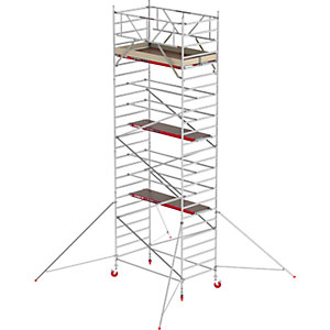 Fahrgerüst RS TOWER 42 breit, Holzplattform, Länge 1,85 m, Arbeitshöhe 8,20 m.
