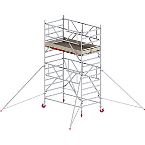 Fahrgerüst RS TOWER 42 breit mit Safe-Quick®, Holzplattform, Länge 1,85 m, Arbeitshöhe 5,20 m.