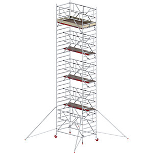 Fahrgerüst RS TOWER 42 breit mit Safe-Quick®, Holzplattform, Länge 1,85 m, Arbeitshöhe 10,20 m.