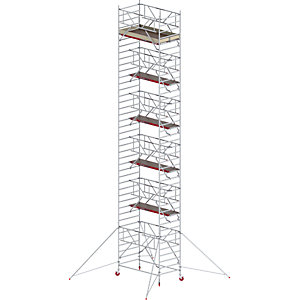 Fahrgerüst RS TOWER 42 breit mit Safe-Quick®, Holzplattform, Länge 1,85 m, Arbeitshöhe 13,2 m.