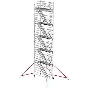 Treppengerüst RS TOWER 53 breit, Fiber-Deck®, Länge 1,85 m, Arbeitshöhe 12,20 m.