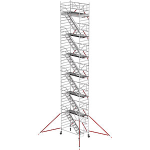 Treppengerüst RS TOWER 53 breit, Fiber-Deck®, Länge 1,85 m, Arbeitshöhe 14,20 m.