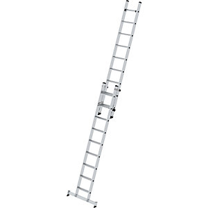 Stufen-Schiebeleiter, 2-teilig, mit nivello®-Traverse, 18 Stufen.