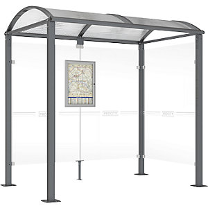 Wartehalle, mit Seitenverkleidung rechts, Breite 2520 mm, anthrazitgrau.