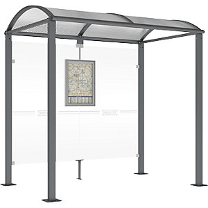 Wartehalle, ohne Seitenverkleidung, Breite 2520 mm, anthrazitgrau.