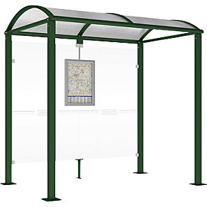 Wartehalle, ohne Seitenverkleidung, Breite 2520 mm, moosgrün.