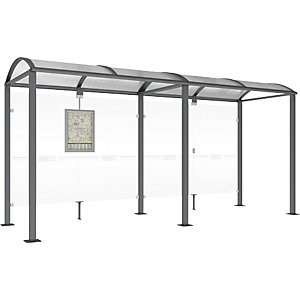 Wartehalle, ohne Seitenverkleidung, Breite 5040 mm, anthrazitgrau.