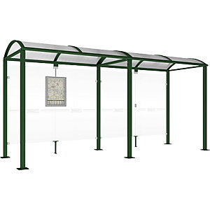 Wartehalle, ohne Seitenverkleidung, Breite 5040 mm, moosgrün.