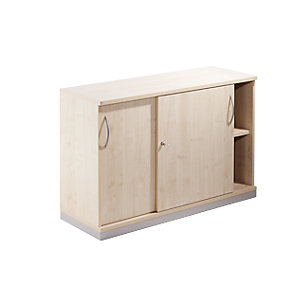 THEA - Schiebetürenschrank, 1 Fachboden, 2 Ordnerhöhen, Ahorn-Dekor.