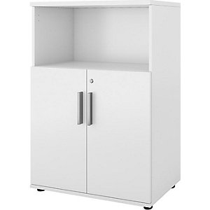 Schrank Portland, BxT 800 x 420 mm, H 1138 mm, Türhöhe 700 mm, weiß gebürstet.
