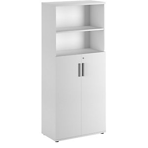 Schrank Portland, BxT 800 x 420 mm, H 1845 mm, Türhöhe 1060 mm, weiß gebürstet.