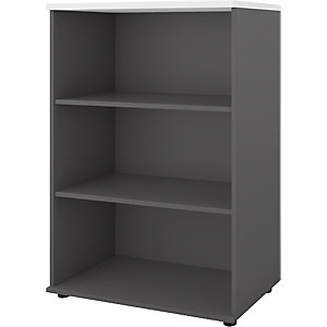 Büroregal Portland, HxBxT 1138 x 800 x 420 mm, dunkelgrau / weiß gebürstet.
