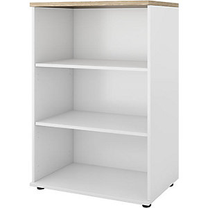 Büroregal Portland, HxBxT 1138 x 800 x 420 mm, weiß gebürstet / Eiche.