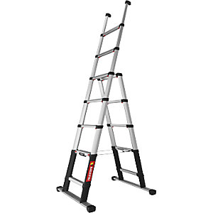 Teleskop-Mehrzweckleiter COMBI LINE, 80 mm Stufentiefe, 7 Stufen, max. Arbeitshöhe 3,1 m.