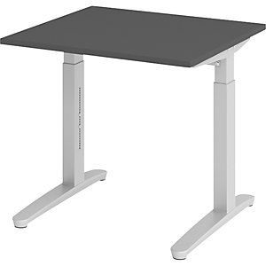 ANNY - Schreibtisch mit C-Fußgestell, höhenverstellbar 650 - 850 mm, Breite 800 mm, graphit / alusilber.