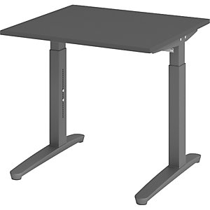 ANNY - Schreibtisch mit C-Fußgestell, höhenverstellbar 650 - 850 mm, Breite 800 mm, graphit / graphit.