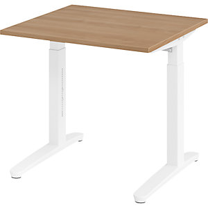ANNY - Schreibtisch mit C-Fußgestell, höhenverstellbar 650 - 850 mm, Breite 800 mm, Nussbaum-Dekor / weiß.