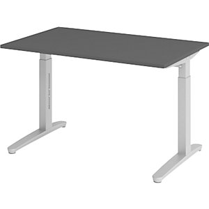 ANNY - Schreibtisch mit C-Fußgestell, höhenverstellbar 650 - 850 mm, Breite 1200 mm, graphit / alusilber.