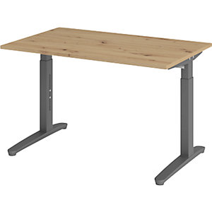 ANNY - Schreibtisch mit C-Fußgestell, höhenverstellbar 650 - 850 mm, Breite 1200 mm, Asteiche / graphit.