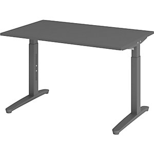 ANNY - Schreibtisch mit C-Fußgestell, höhenverstellbar 650 - 850 mm, Breite 1200 mm, graphit / graphit.