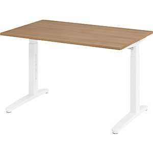 ANNY - Schreibtisch mit C-Fußgestell, höhenverstellbar 650 - 850 mm, Breite 1200 mm, Nussbaum-Dekor / weiß.