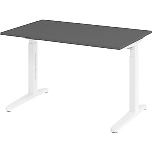 ANNY - Schreibtisch mit C-Fußgestell, höhenverstellbar 650 - 850 mm, Breite 1200 mm, graphit / weiß.
