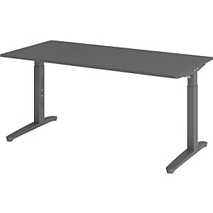 ANNY - Schreibtisch mit C-Fußgestell, höhenverstellbar 650 - 850 mm, Breite 1600 mm, graphit / graphit.