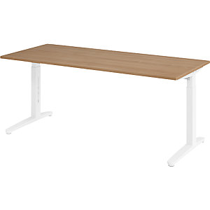 ANNY - Schreibtisch mit C-Fußgestell, höhenverstellbar 650 - 850 mm, Breite 1800 mm, Nussbaum-Dekor / weiß.