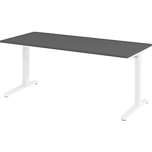 ANNY - Schreibtisch mit C-Fußgestell, höhenverstellbar 650 - 850 mm, Breite 1800 mm, graphit / weiß.