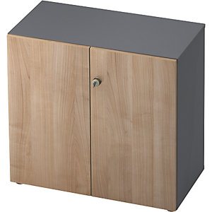 Aktenschrank, Flügeltüren, 1 Fachboden, graphit / Nussbaum-Dekor.