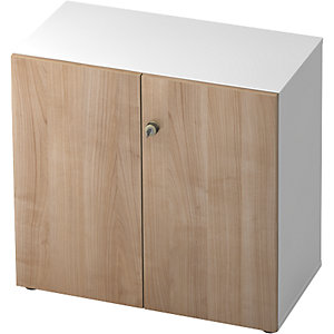 Aktenschrank, Flügeltüren, 1 Fachboden, weiß / Nussbaum-Dekor.