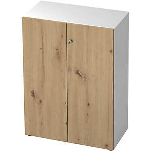 Aktenschrank, Flügeltüren, 2 Fachböden, weiß / Asteiche.